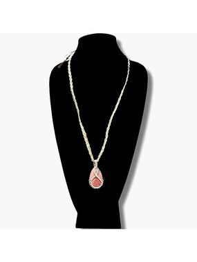 J. JILL Semiprecious Pink Stone Braided Hemp Slider Adjustable Necklace NWT​